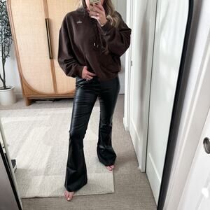 White Fox Show it Off Black Vegan Leather Flare Pants